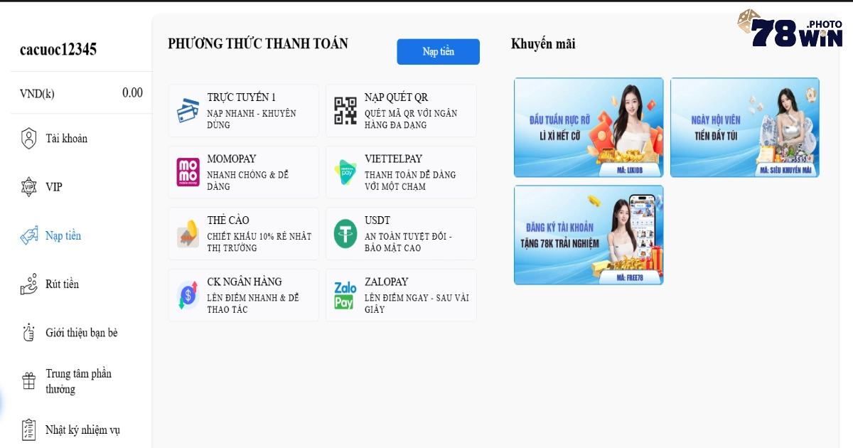 Cách nạp tiền không mất phí giao dịch & hưởng ưu đãi